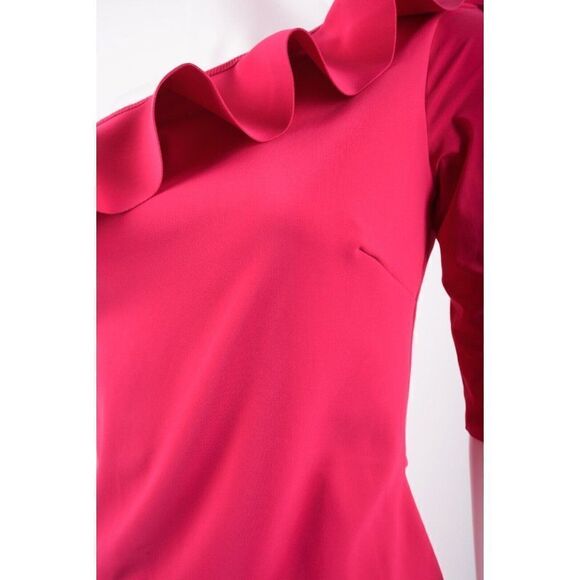 Chiara Boni Womans Aleece Dress Gown Sz 8 EU 44 Pink One Shoulder Cocktail NWT - Picture 4 of 7